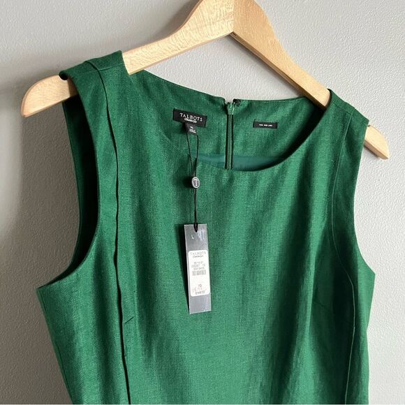 NWT Talbots Irish linen green sheath dress with matching jacket set career chic - Picture 5 of 13